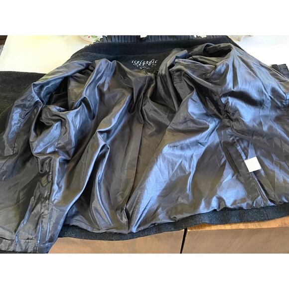 Icelandic Women's Wool Gray Jacket Floral Embroidery Zipper Closure Size XL - Picture 8 of 10